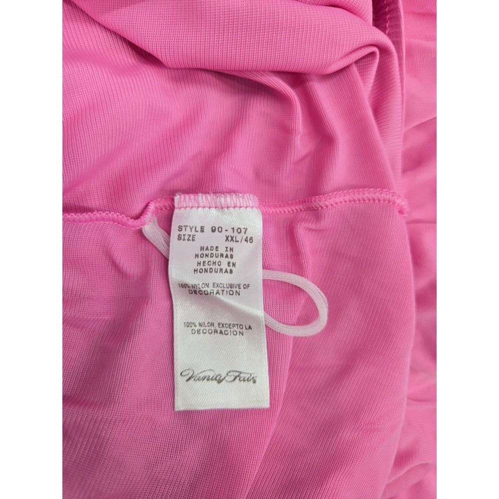 Vanity Fair Pink Nylon Tricot Pajama Set Short Sleeve Button Top Pants XXL - Picture 8 of 8